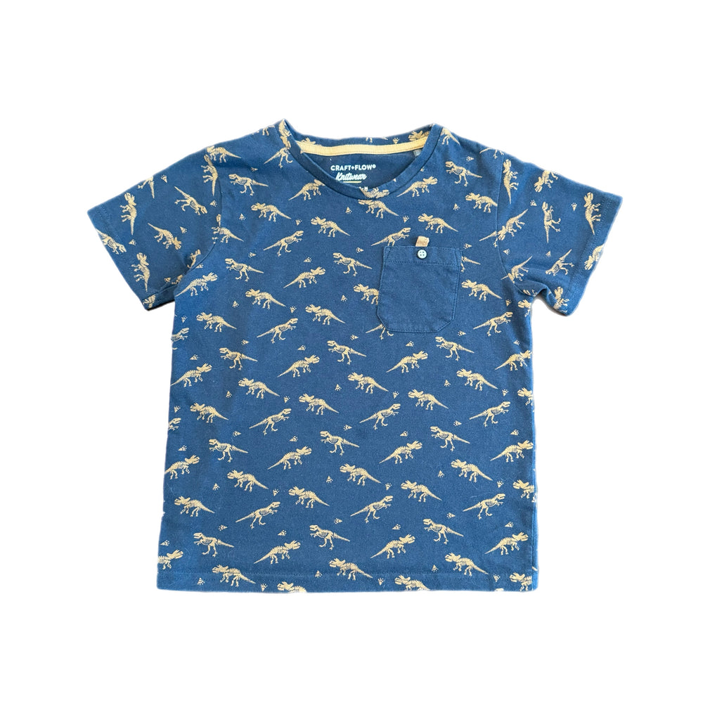 5 - Short Sleeve Navy Dino Shirt with Pocket