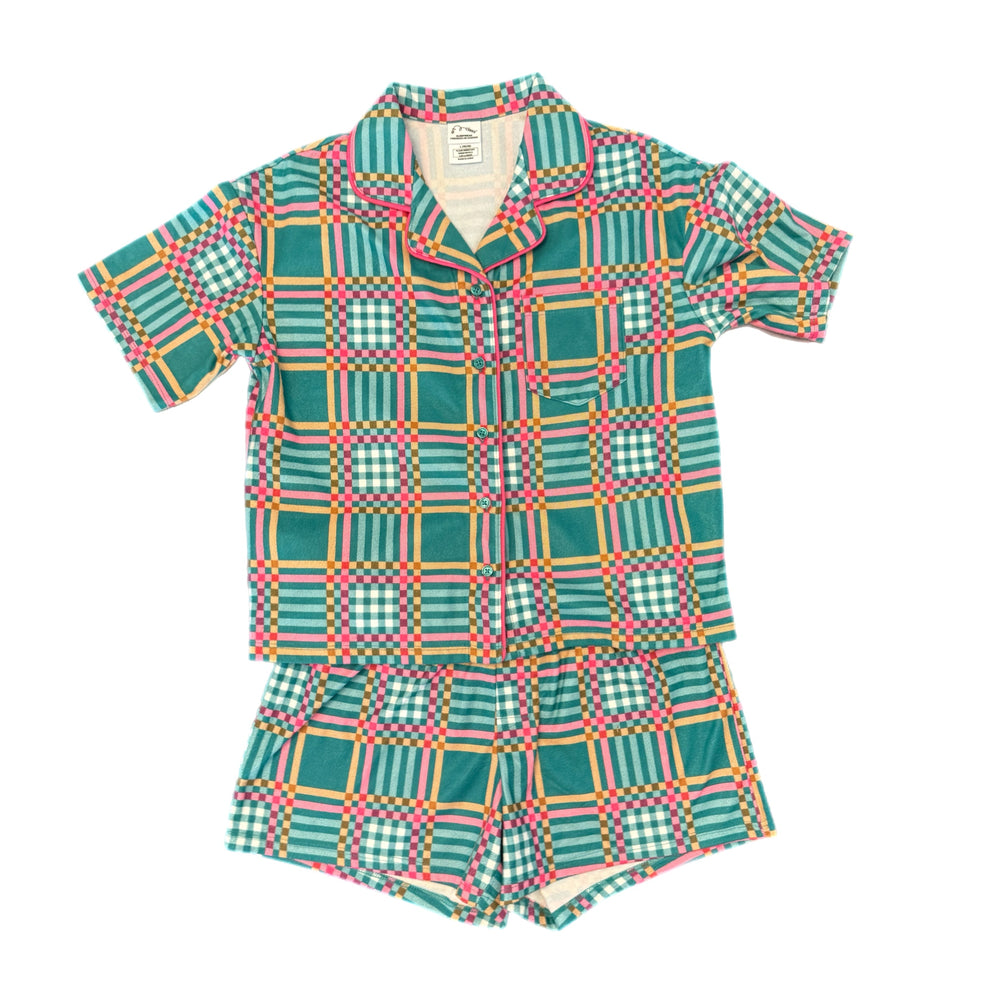 10/12 - Girls Green & Pink Plaid PJ Set