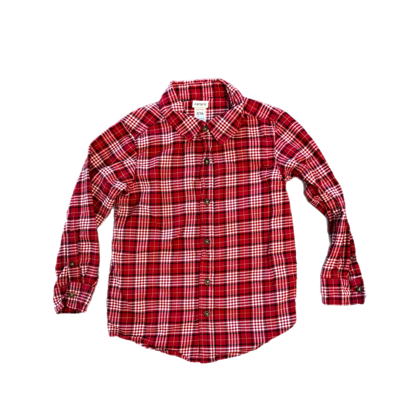 7 - Red Plaid Button Down Shirt