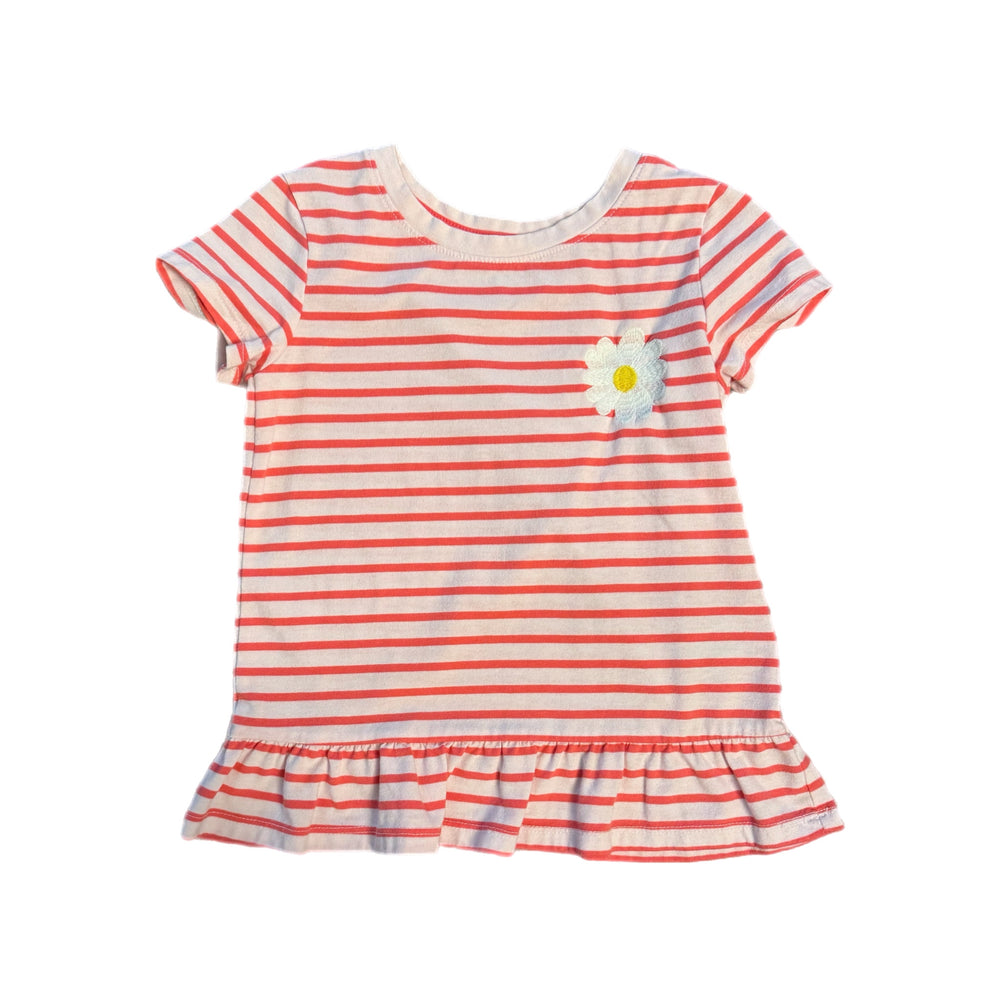 5T - Striped Pink Ruffle Shirt