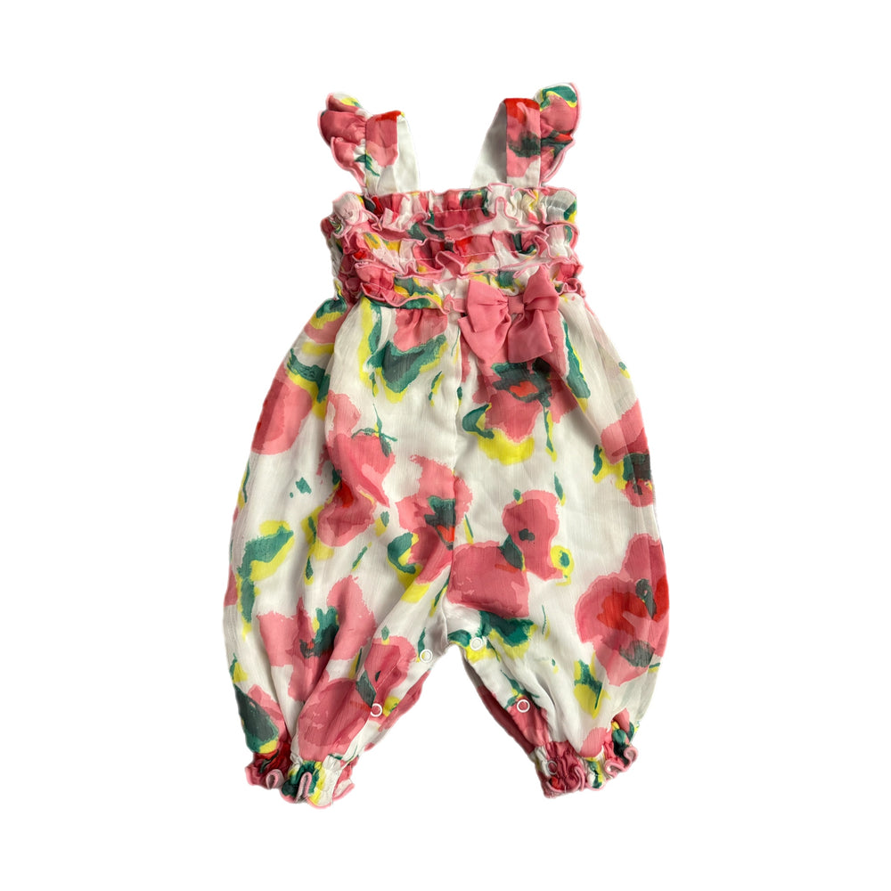 6 Month Floral Ruffle Onesie